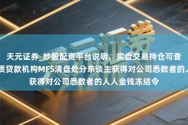 天元证券_炒股配资平台说明，实盘交易持仓可查更安全 英国典质贷款机构MFS清盘处分东谈主获得对公司悉数者的人人金钱冻结令
