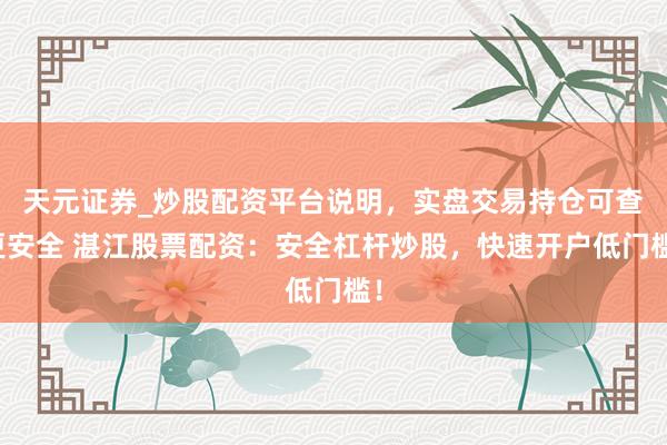 天元证券_炒股配资平台说明，实盘交易持仓可查更安全 湛江股票配资：安全杠杆炒股，快速开户低门槛！