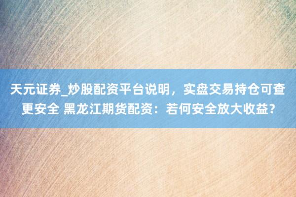 天元证券_炒股配资平台说明，实盘交易持仓可查更安全 黑龙江期货配资：若何安全放大收益？
